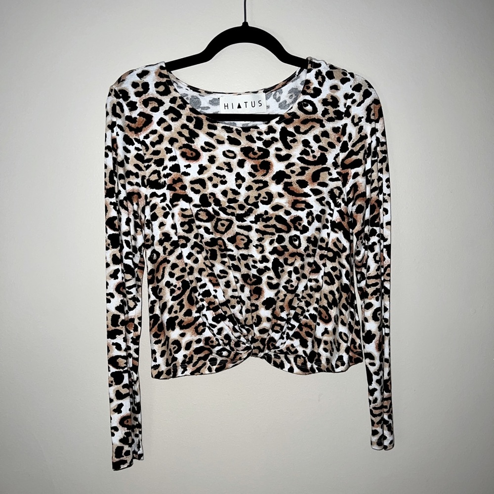 HIATUS Leopard Print Long Sleeve Blouse Small